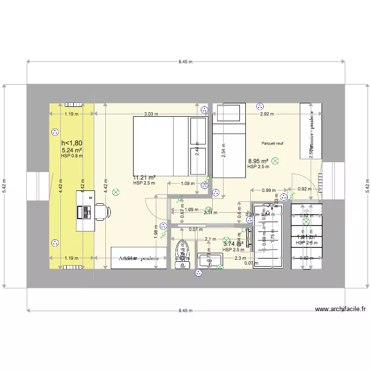 dongeron &eacute;tage version 1. Plan de 