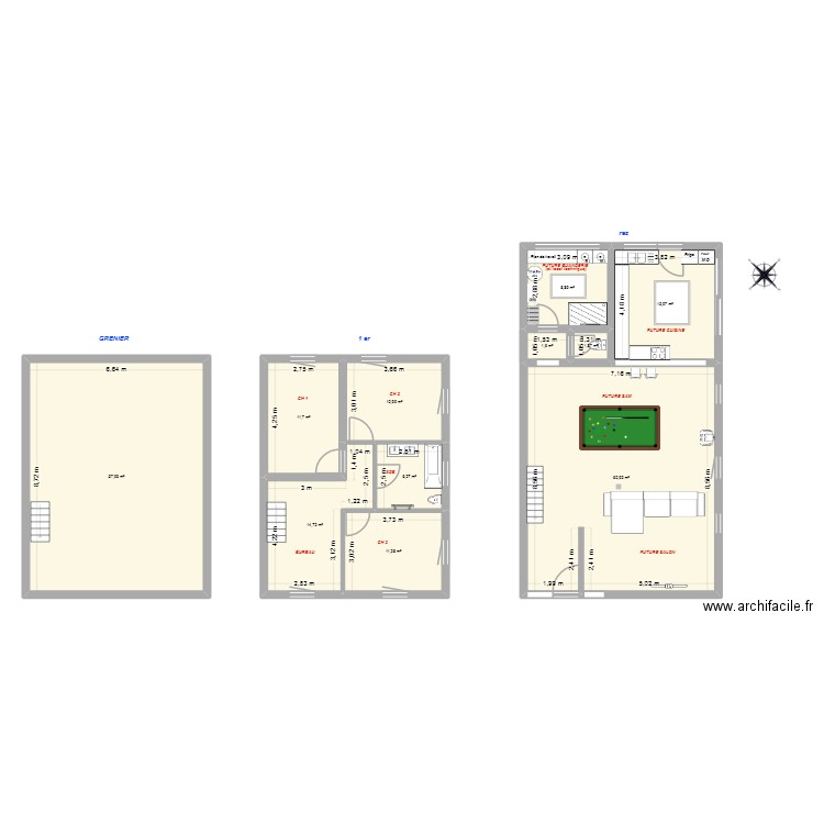 Wagnelée (situation projetée) variante 2. Plan de 11 pièces et 202 m2