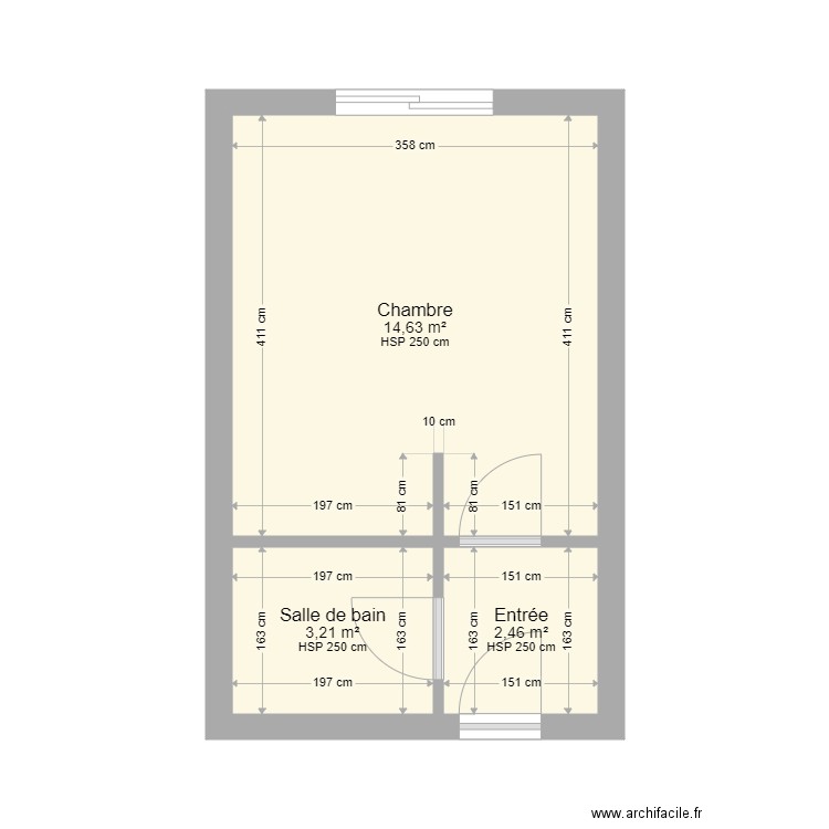 plan ref PAU BANRY. Plan de 3 pièces et 20 m2