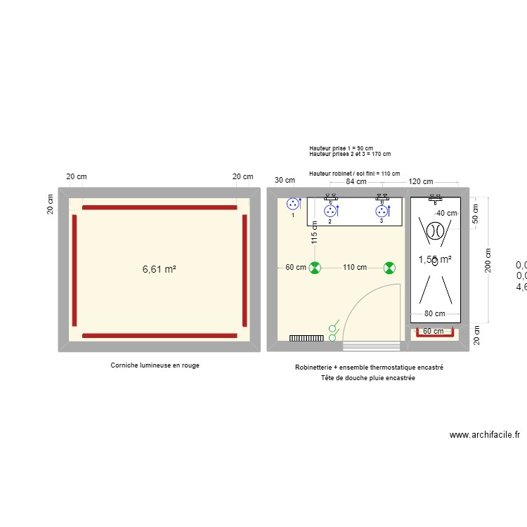 Salle de bain RDC. Plan de 0 pièce et 0 m2