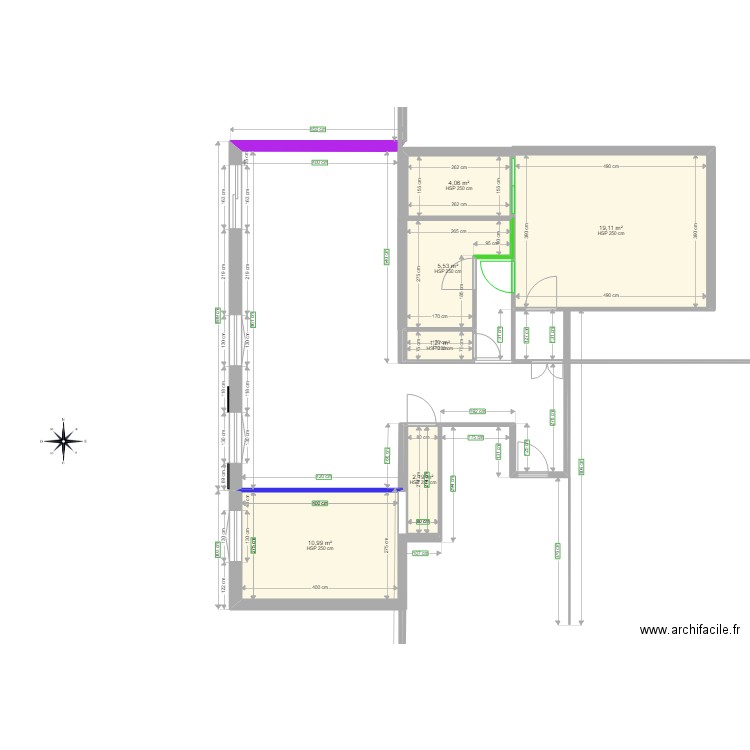 plan complet appart après 1er travaux . Plan de 0 pièce et 0 m2
