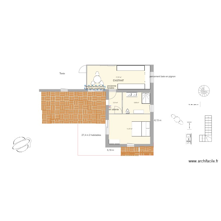 FACADE SUD VERSION 5 BIS. Plan de 4 pièces et 42 m2