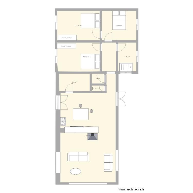 bas chauve 2. Plan de 8 pièces et 114 m2