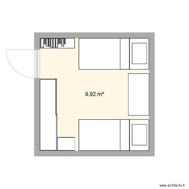 chambre ela. Plan de 1 pièce et 10 m2