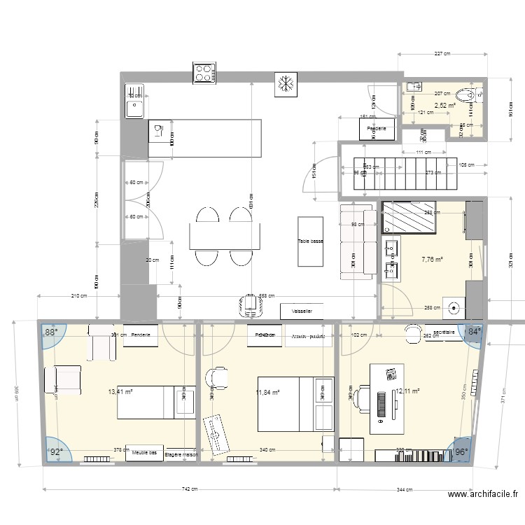 Location provisoire 6. Plan de 5 pièces et 48 m2