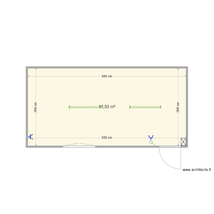 62541. Plan de 1 pièce et 17 m2