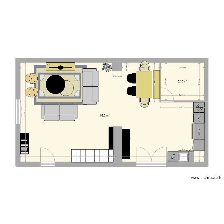 ACB. Plan de 2 pièces et 58 m2