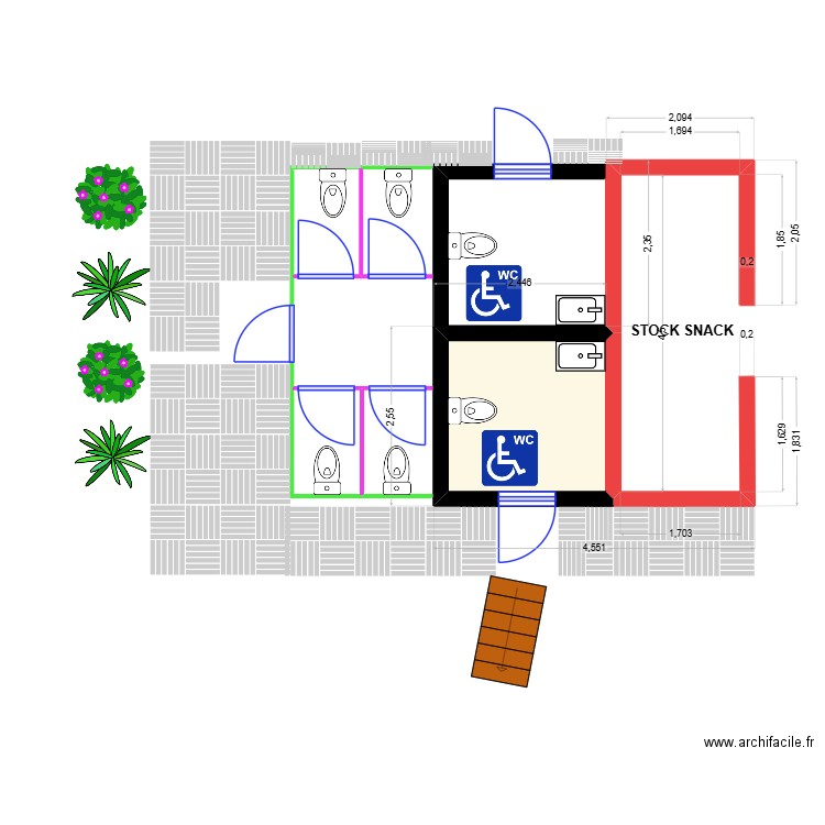 Plan n°4. Plan de 1 pièce et 5 m2