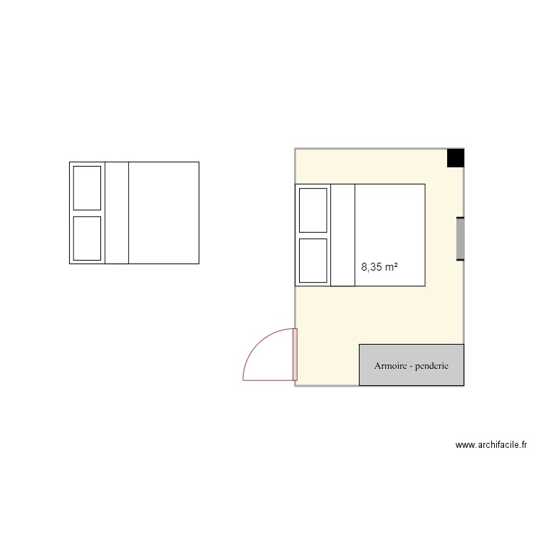 habitacion1. Plan de 1 pièce et 8 m2