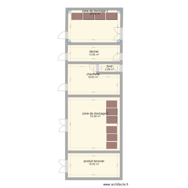 Local de stockage. Plan de 6 pièces et 99 m2