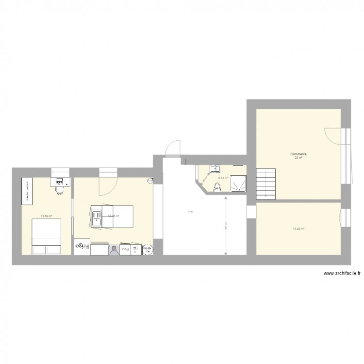 Atelier Plomarc'h. Plan de 5 pièces et 70 m2