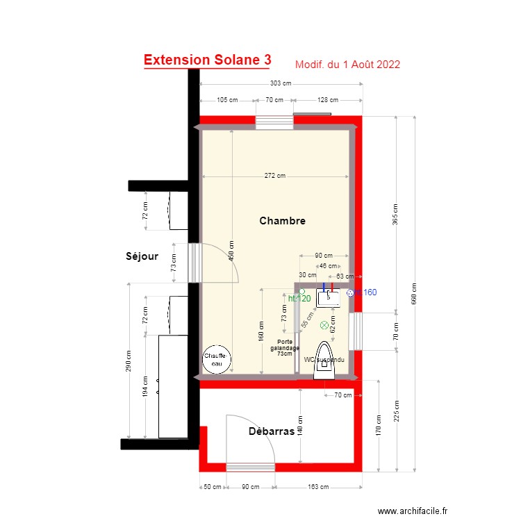 wc 1. Plan de 4 pièces et 12 m2