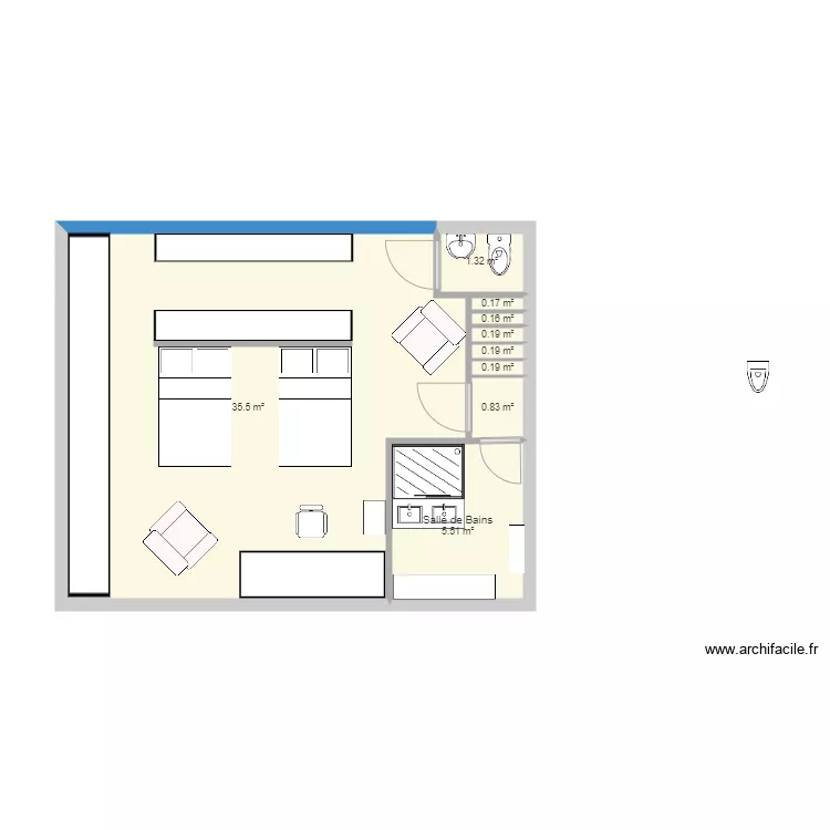 CHAMBRE DEFINITIF 44M2. Plan de 