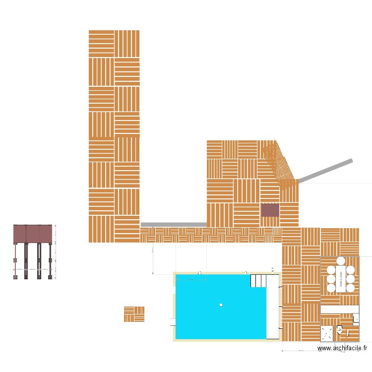 PISCINE ET POOL HOUSE V1. Plan de 4 pièces et 20 m2