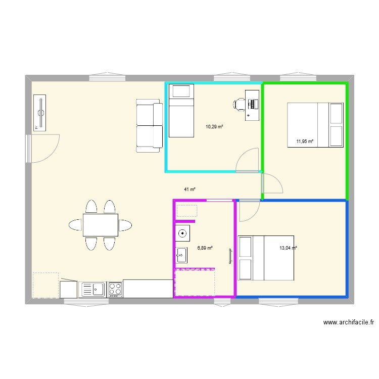 projet 2. Plan de 5 pièces et 129 m2