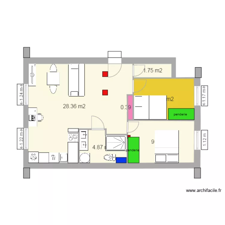 apartamendua plano justu version 5 wc gabe v2. Plan de 