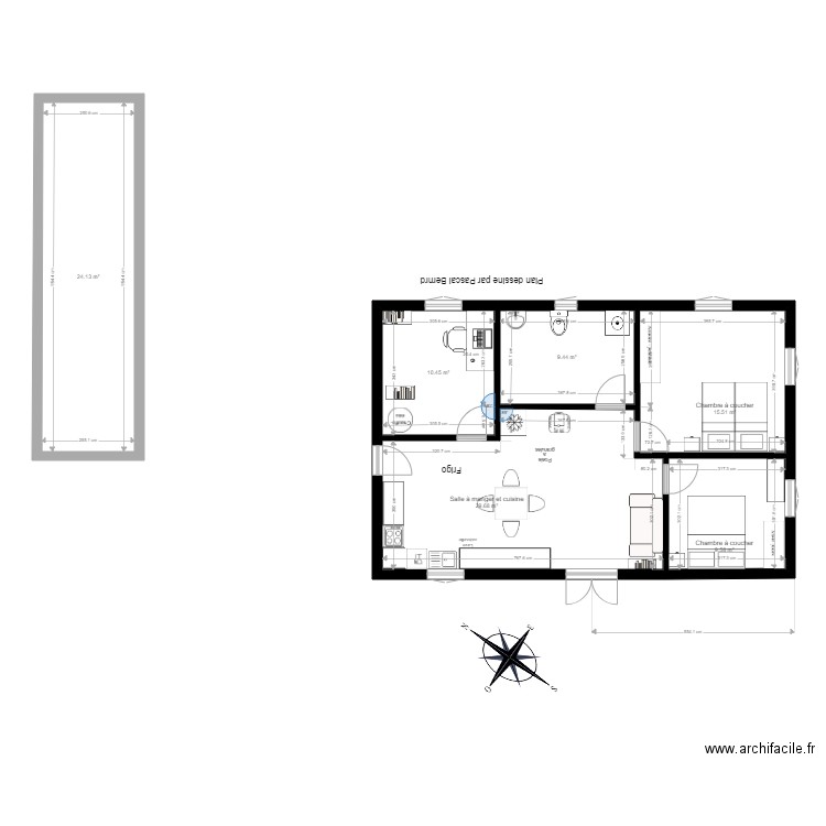 Le Caillou version 5. Plan de 6 pièces et 99 m2