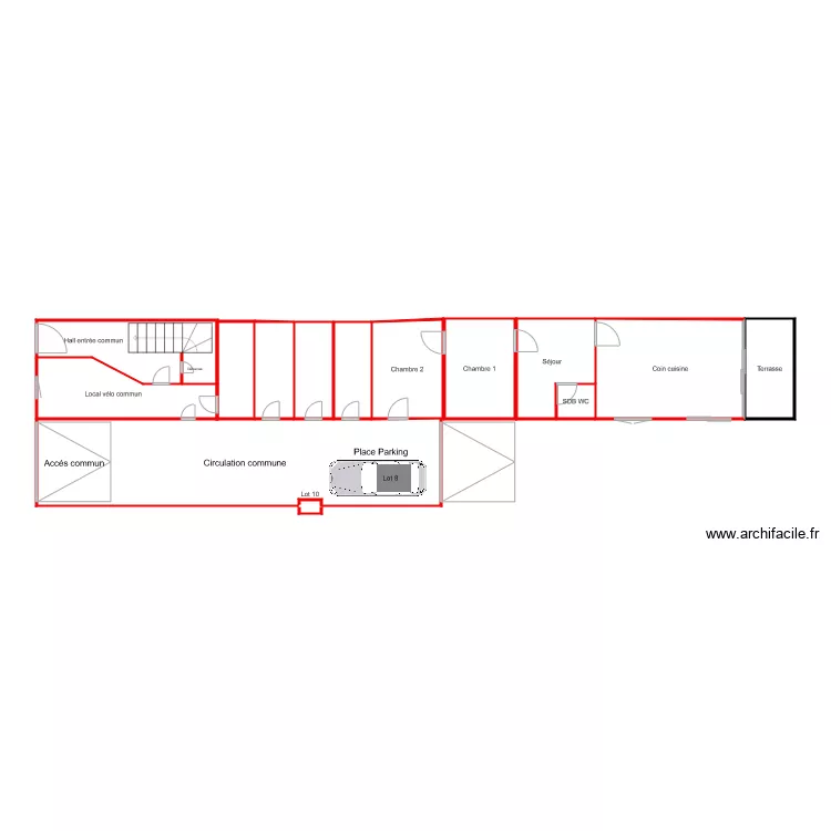 rez de chauss&eacute; pousssy v35. Plan de 
