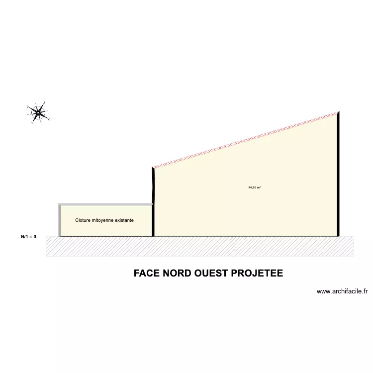Face Nord ouest projetée. Plan de Face Nord ouest projetée. Plan de