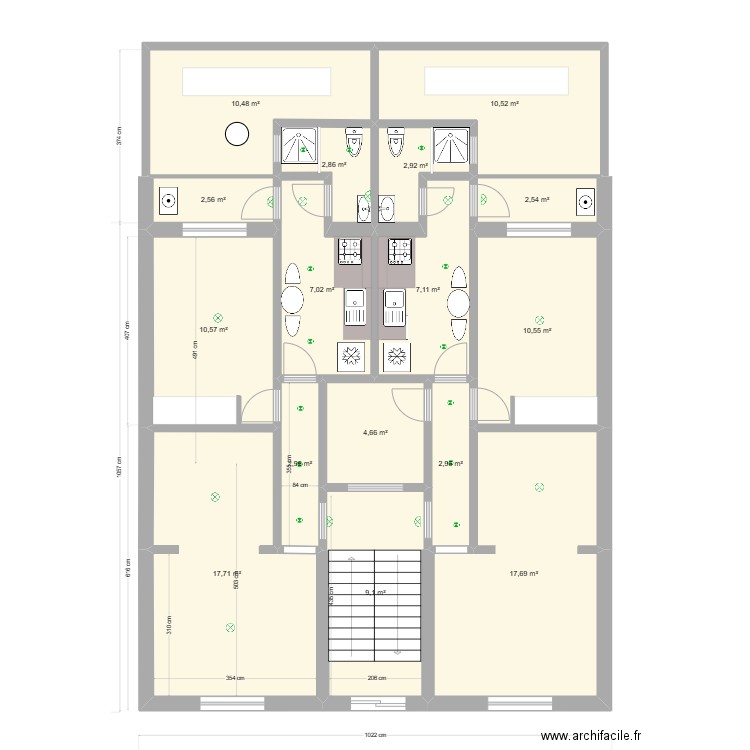 V Nova 1. Plan de 16 pièces et 122 m2