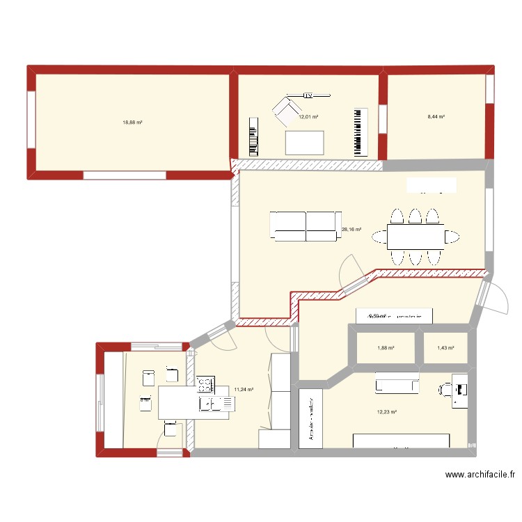 Agrandissement maison 3. Plan de 10 pièces et 112 m2
