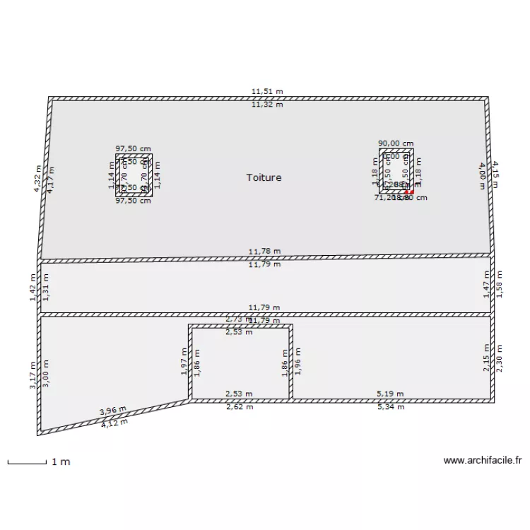 St Sauves - Facade sud. Plan de St Sauves - Facade sud. Plan de