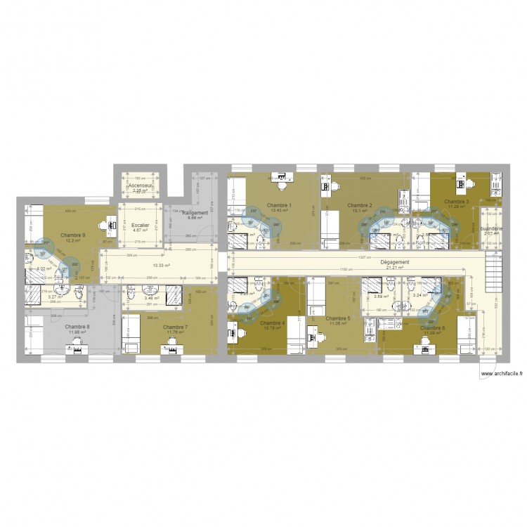 Soeur missionnaire. Plan de 44 pièces et 366 m2