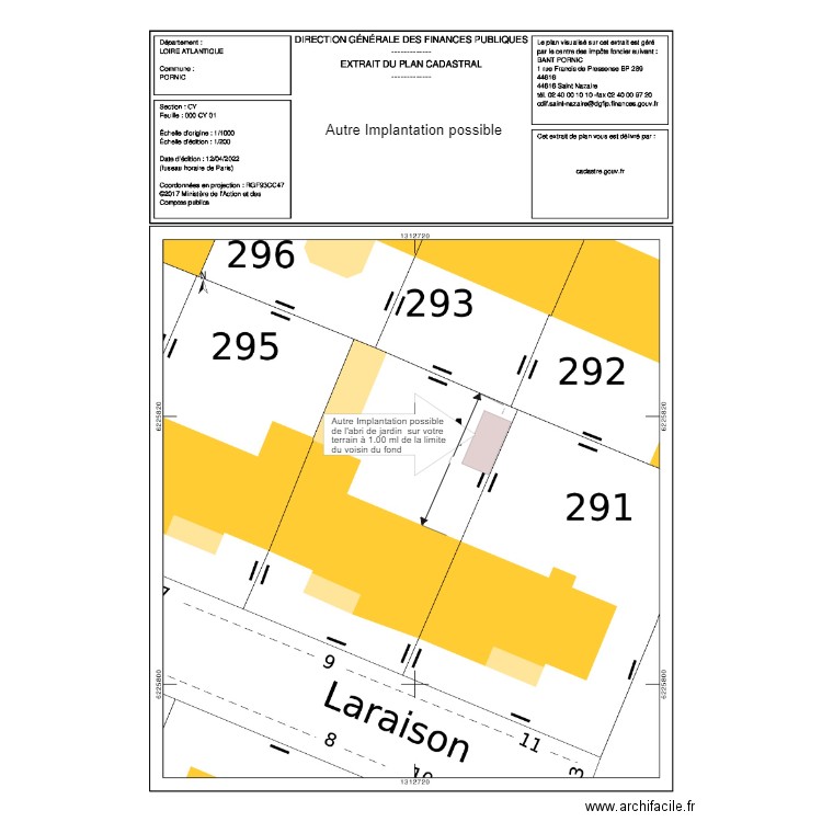 Autre Implantation possible sur le terrain. Plan de 0 pièce et 0 m2