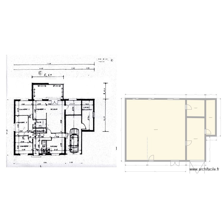 maison de base. Plan de 4 pièces et 130 m2