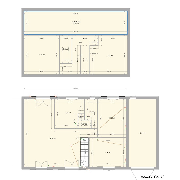 cestas plan 1985. Plan de 13 pièces et 158 m2