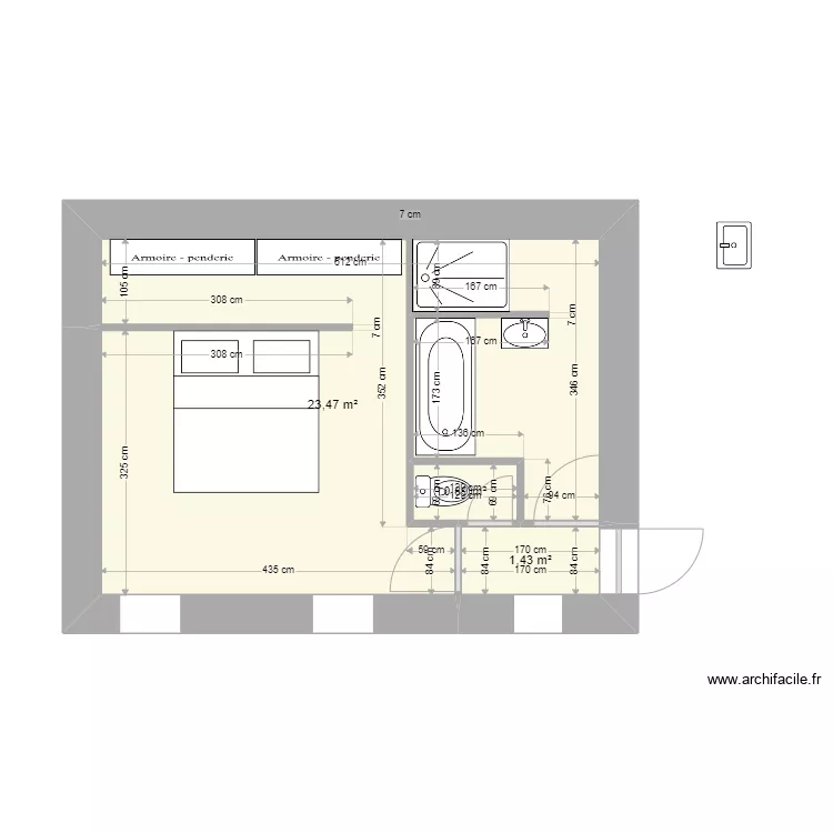 chambre dressing SdB 3. Plan de 