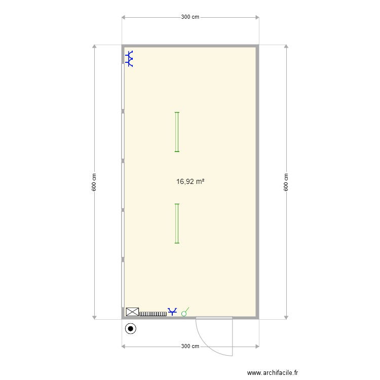 63634. Plan de 1 pièce et 17 m2