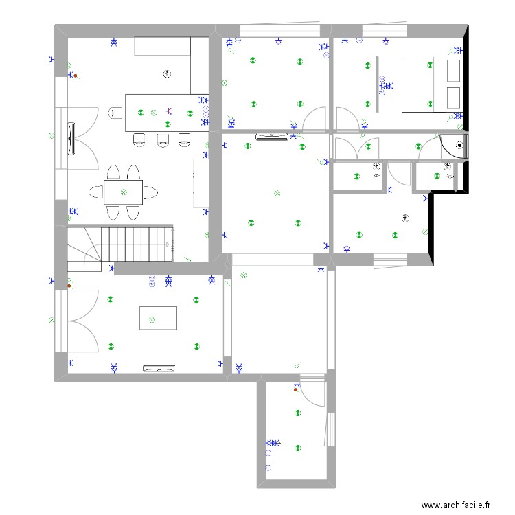 appart kro et jerry elec. Plan de 10 pièces et 117 m2