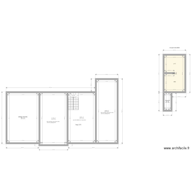 MADET. Plan de 6 pièces et 148 m2