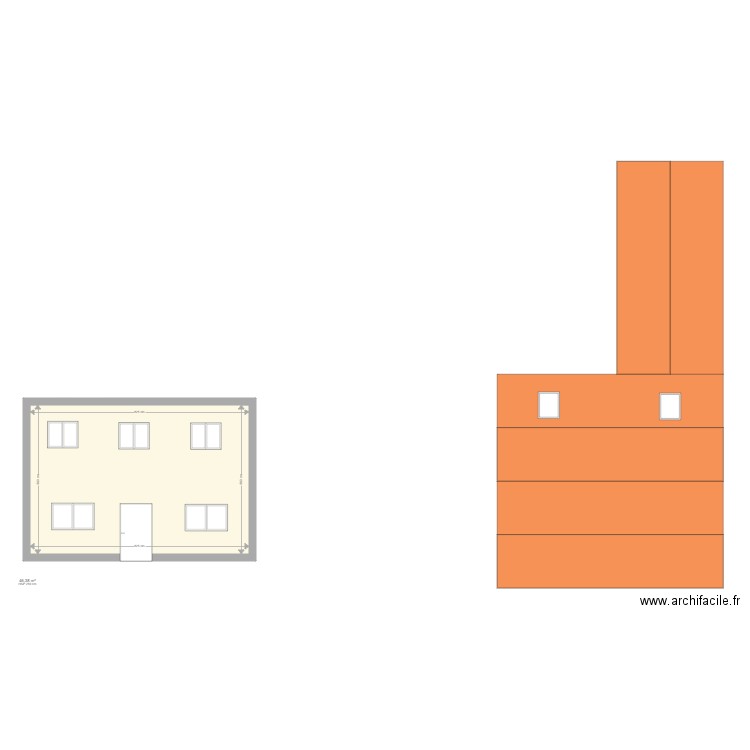 FACADES. Plan de 1 pièce et 46 m2