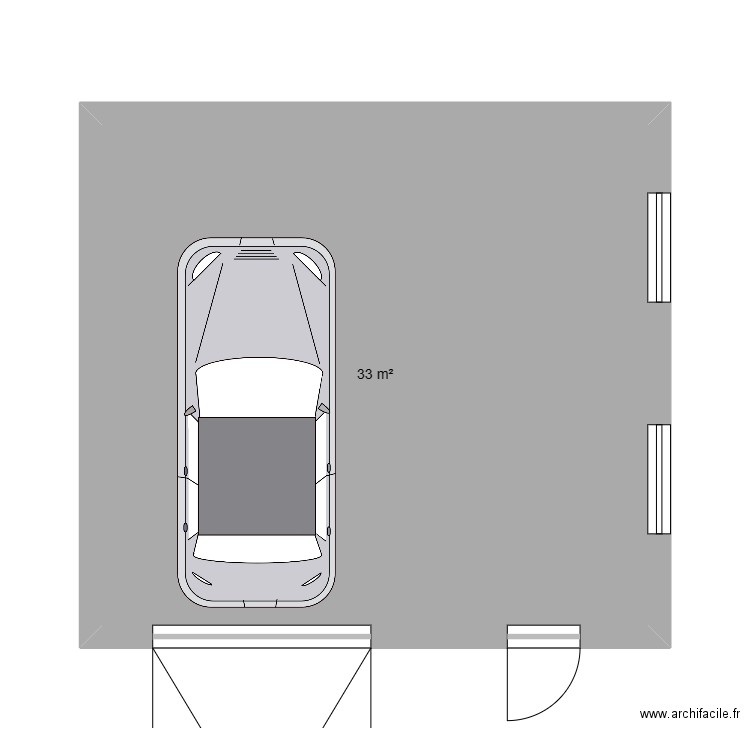 garage. Plan de 1 pièce et 33 m2