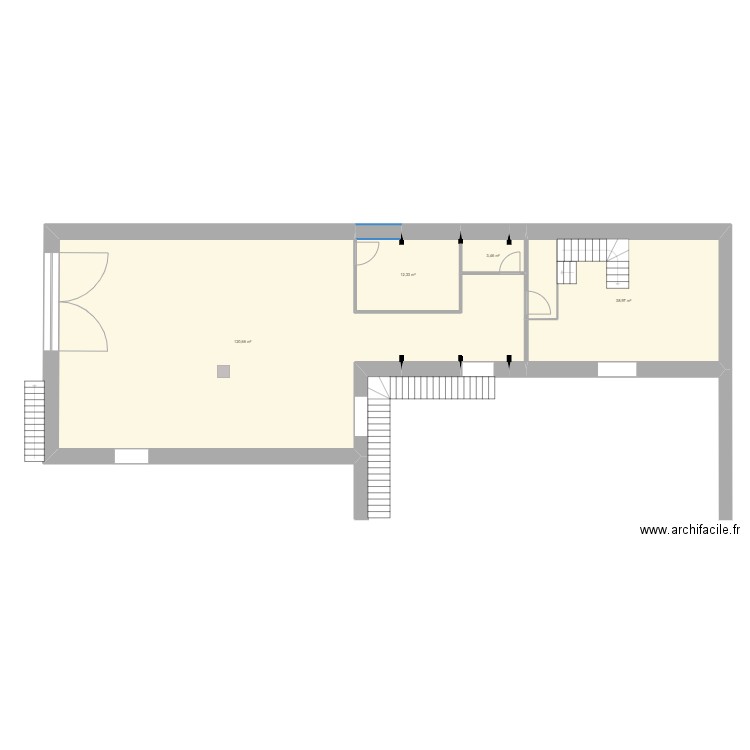 Grange 1er étage V3. Plan de 4 pièces et 175 m2