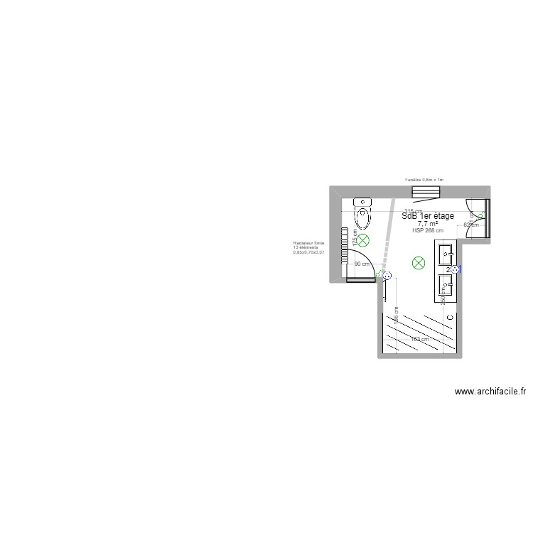 SdB 1er étage. Plan de 0 pièce et 0 m2