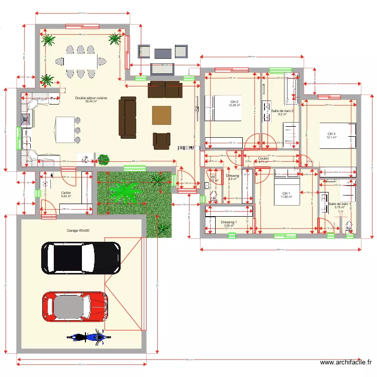 Plan Opaline 3 128 m2. Plan de 