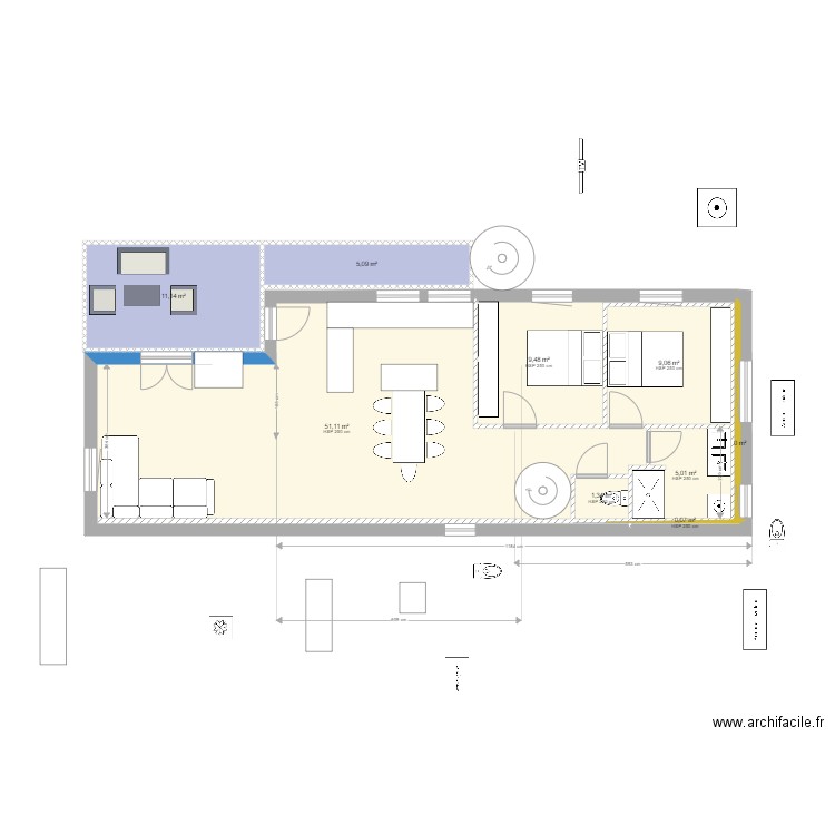 Essay cuisine fond 4. Plan de 15 pièces et 126 m2