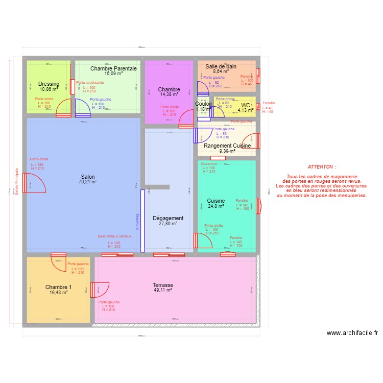 Projet_H. Plan de 12 pièces et 256 m2