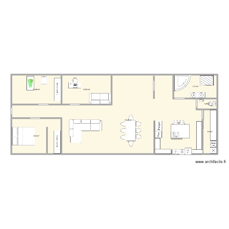 plan appart. Plan de 7 pièces et 117 m2