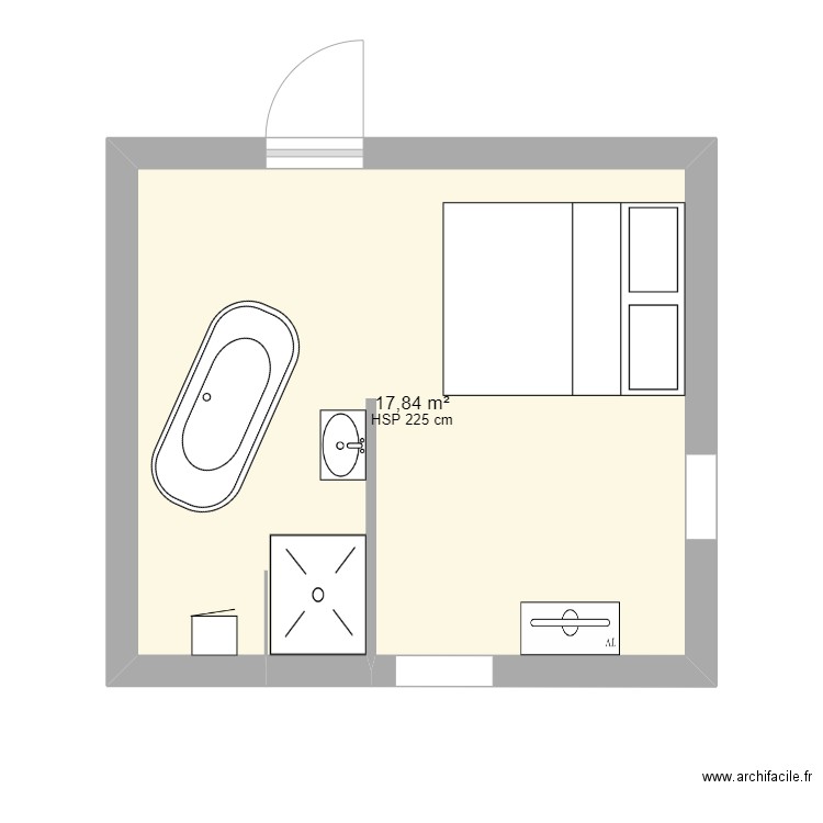 chambre. Plan de 1 pièce et 18 m2