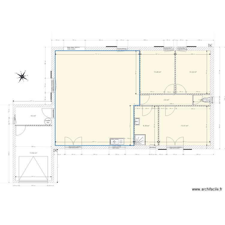 Maison nue et ouvertures mur 30. Plan de 0 pièce et 0 m2