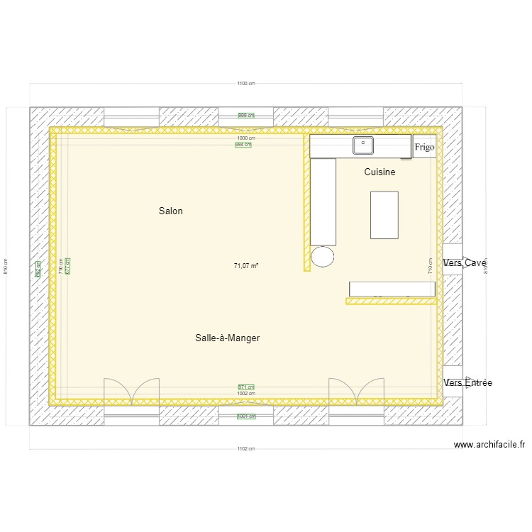 Plan S-S-C changement de destination-3. Plan de 1 pièce et 71 m2