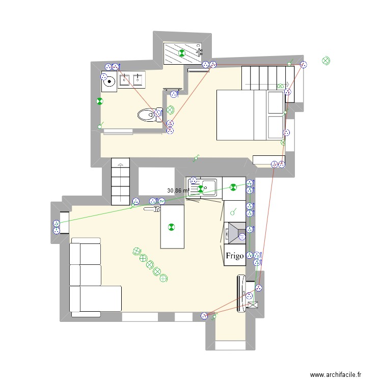 orange diane electricité. Plan de 1 pièce et 31 m2