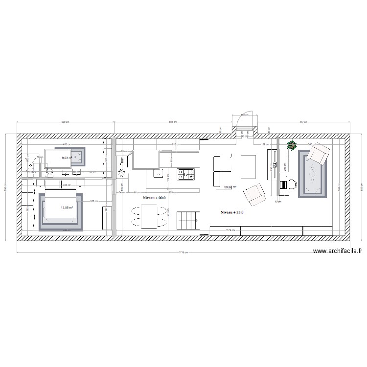 123ABCD. Plan de 3 pièces et 82 m2