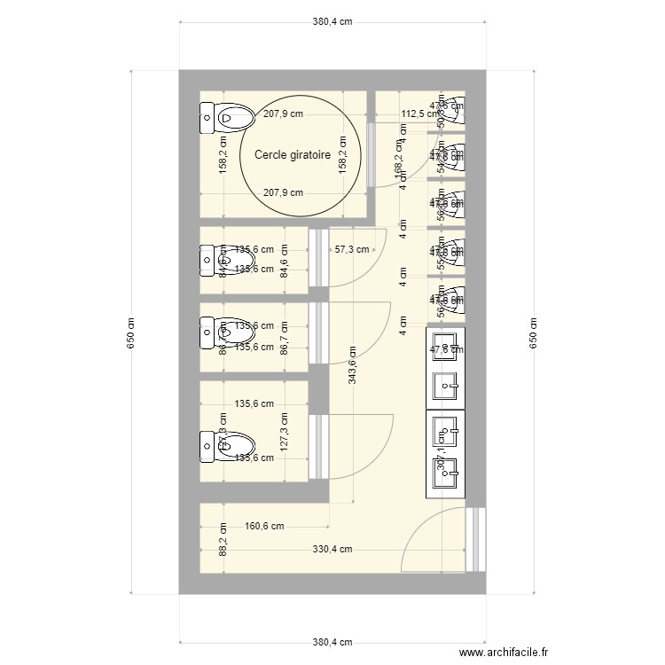 Toiletts école. Plan de 0 pièce et 0 m2
