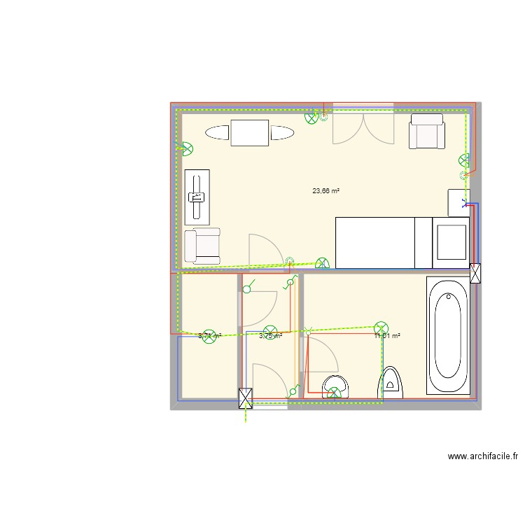 stud. Plan de 0 pièce et 0 m2
