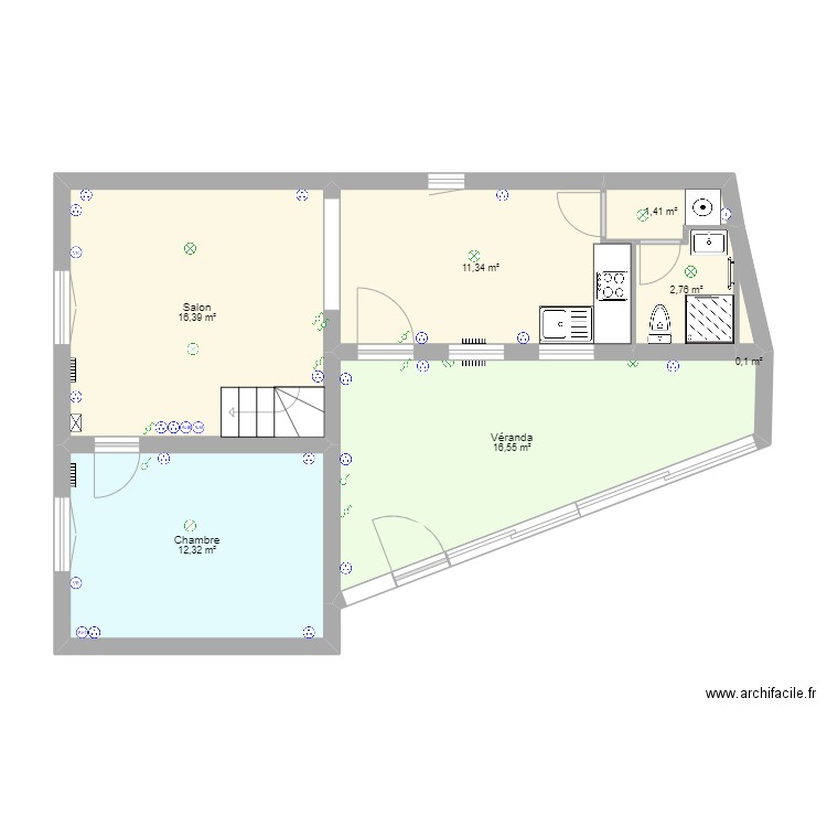  PARC. Plan de 7 pièces et 61 m2